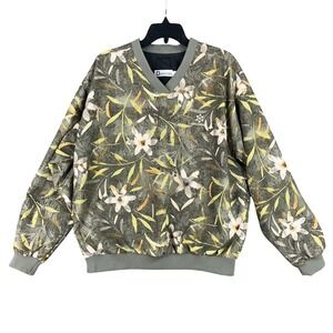 Lady Divots Floral Golf Pullover Women L Vintage Windbreaker Embroidered Club